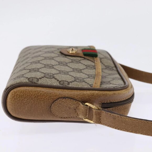 GUCCI GG Supreme Web Sherry Line Shoulder Bag PVC Beige 116 02 089 Auth 148264 - Picture 6 of 16